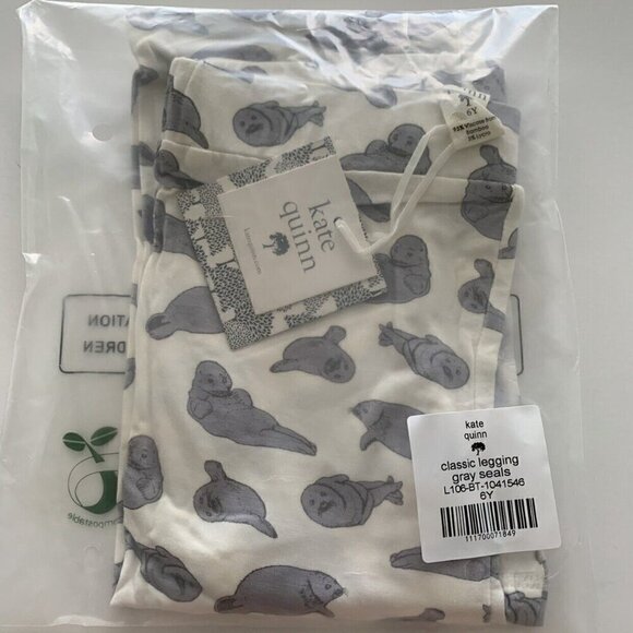 Kate Quinn Organics Gray Seals Bamboo Leggings 6 Years - Picture 7 of 7